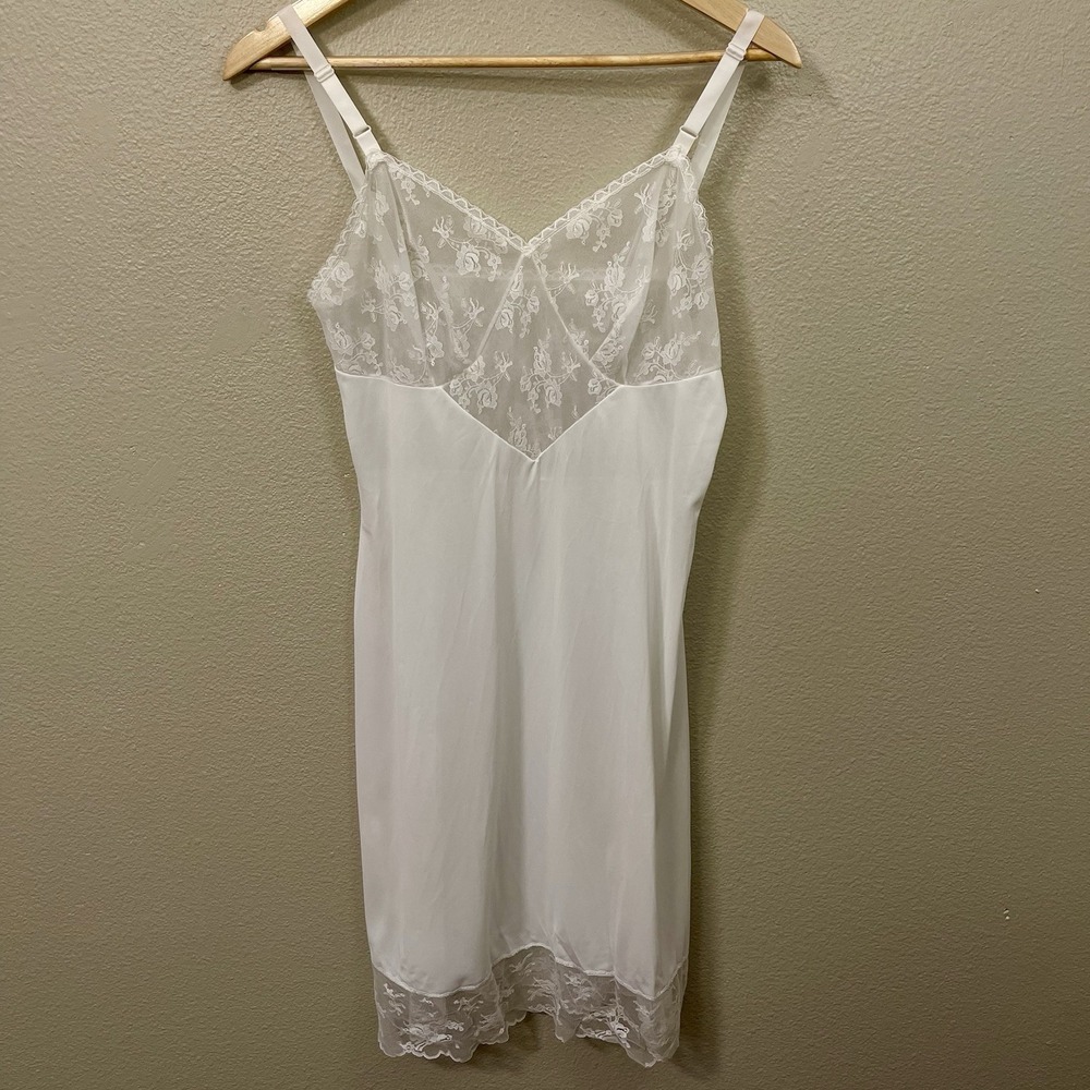 Lace-Trim White Slip Dress with Adjustable Straps